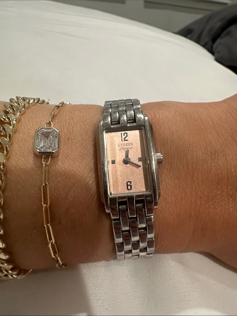 Citizen Silver Bracelet Watch with rose gold Dial